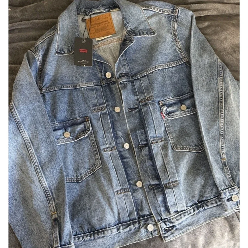 Levi’s Type II Selvedge Big E Trucker Jacket Large Blue Denim Relaxed NWT IREG